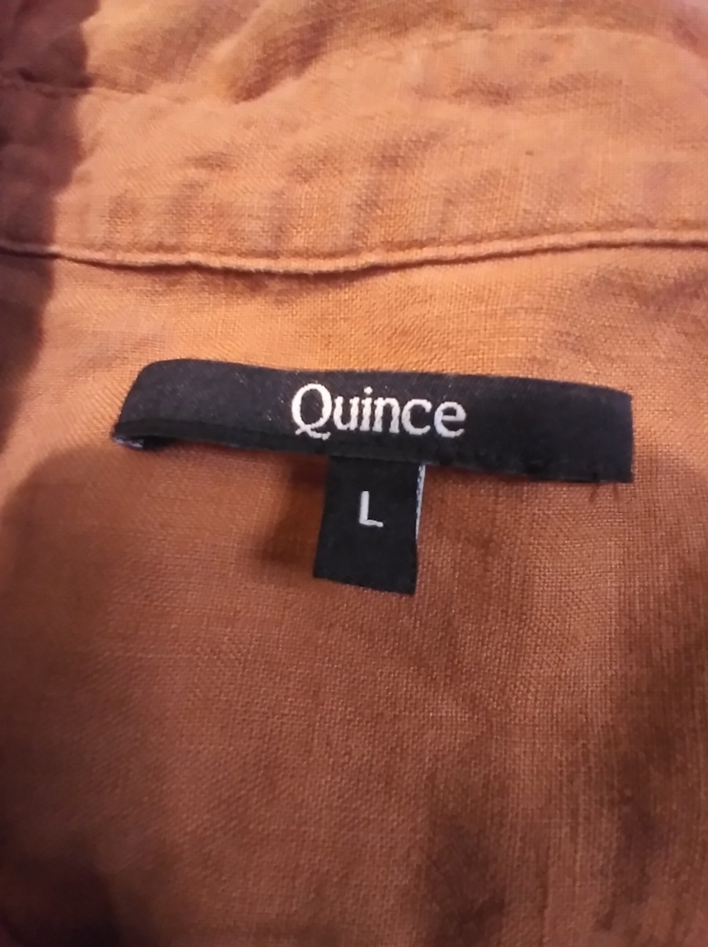 Quince Linen Button-Up Shirt - Rust Brown Button Front Long Sleeve Size L Office - Picture 5 of 8